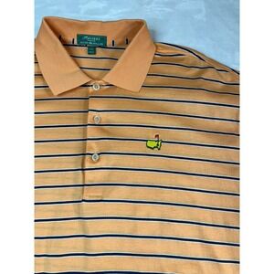 MASTERS x Peter Millar Mens XXL Polo Shirt Peach Orange Striped 100% Cotton